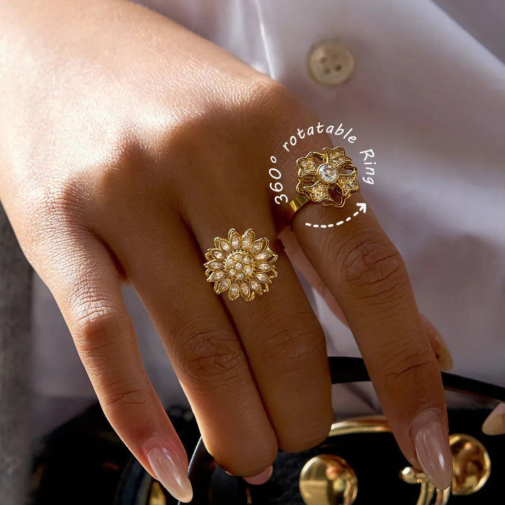 Waterproof Gold Spinner Rotatable Ring