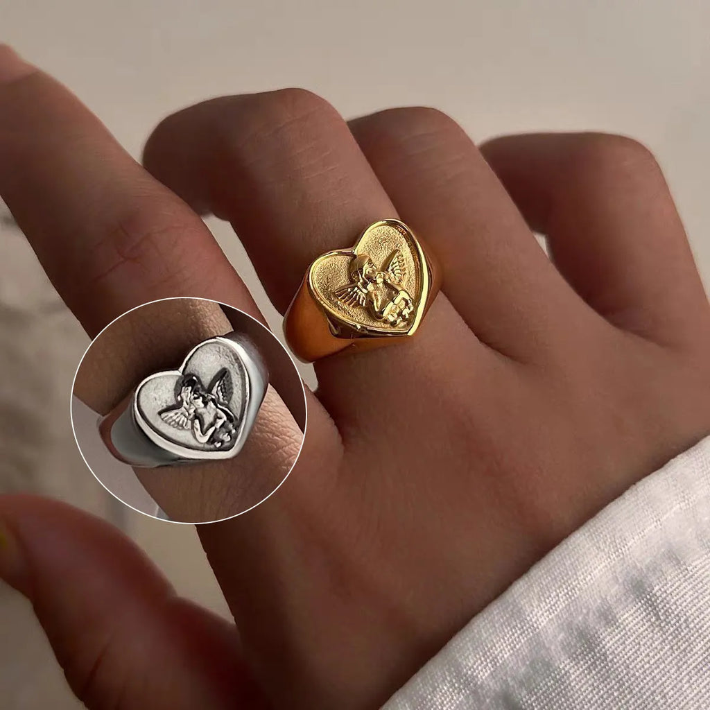 Waterproof Angel Signet Ring