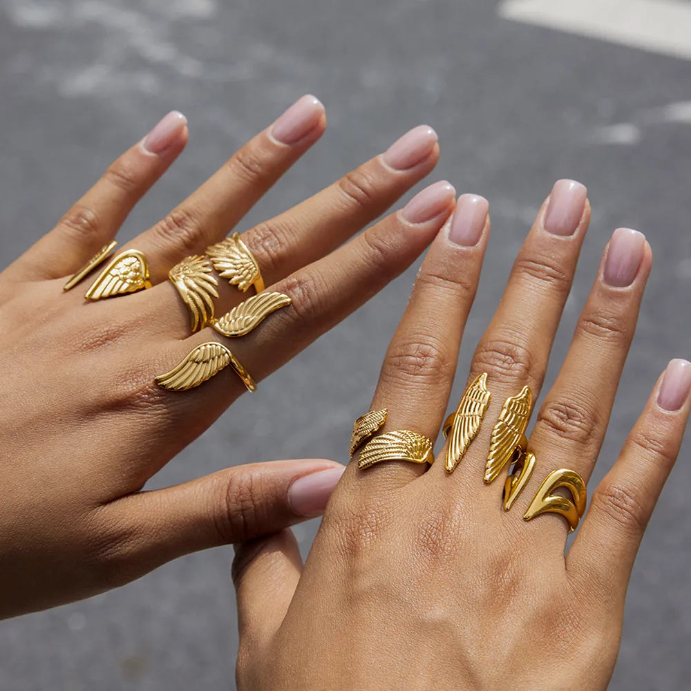 Waterproof Angel Wing Open Ring