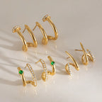 Waterproof CZ Wrap Earrings Asymmetric Hoop Studs