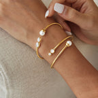 Waterproof Pearl & CZ Cuff Bracelet