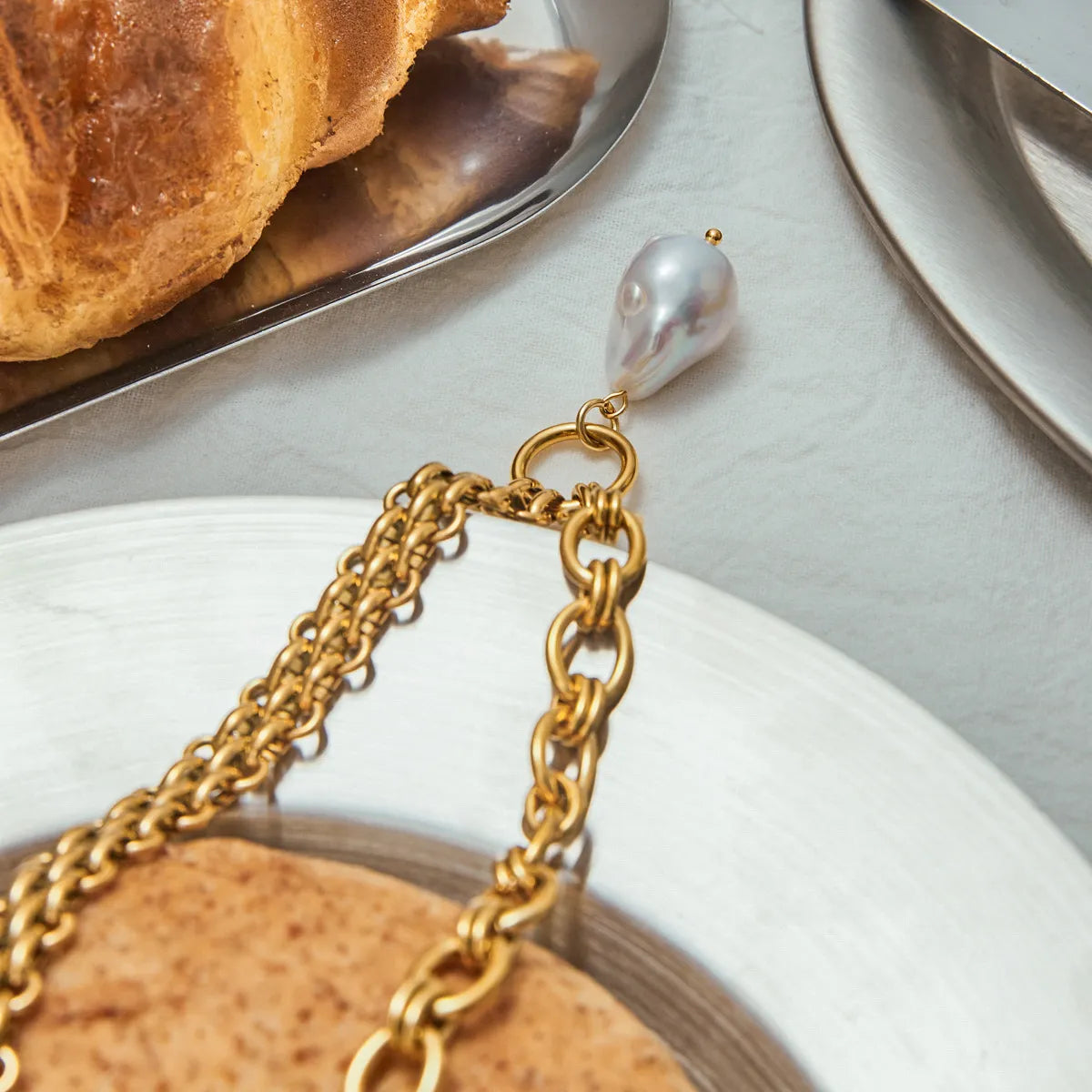 Waterproof Chunky Baroque Pearl Necklace
