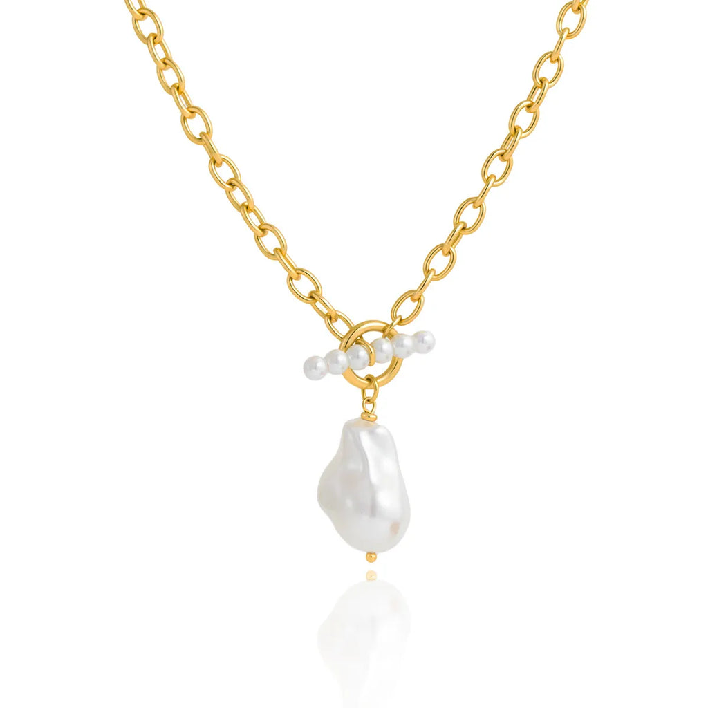 Waterproof Gold Pearl Layering Necklace