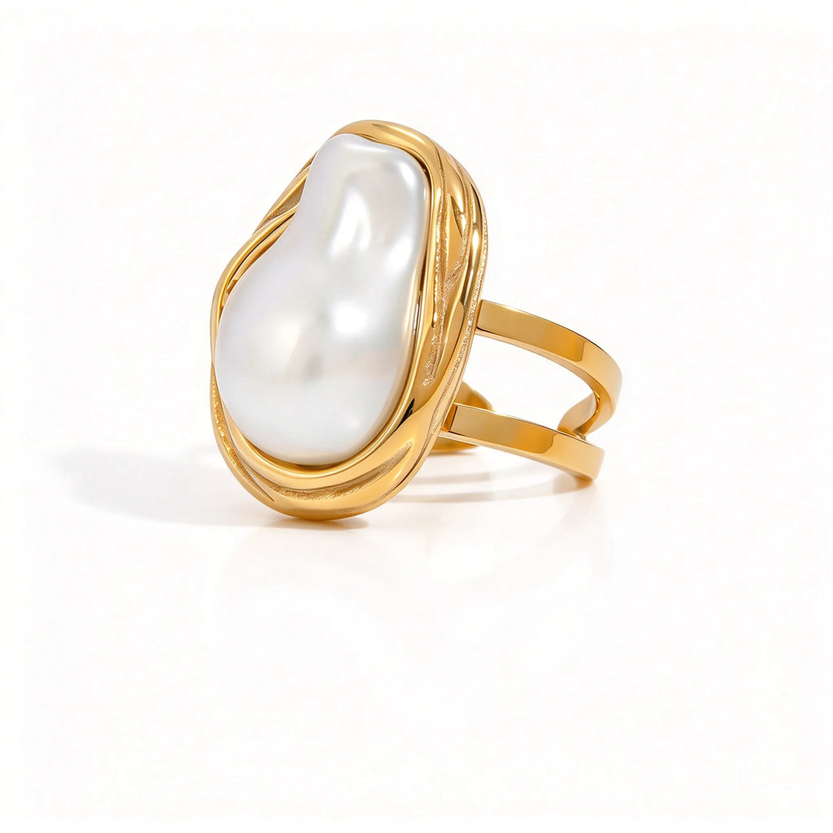 Waterproof Gold Open Bands Statement Ring