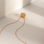 Pavé Zirconia Barrel Necklace – Waterproof 18K Gold