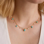 Waterproof Blue Stone Lariat Y-Necklace