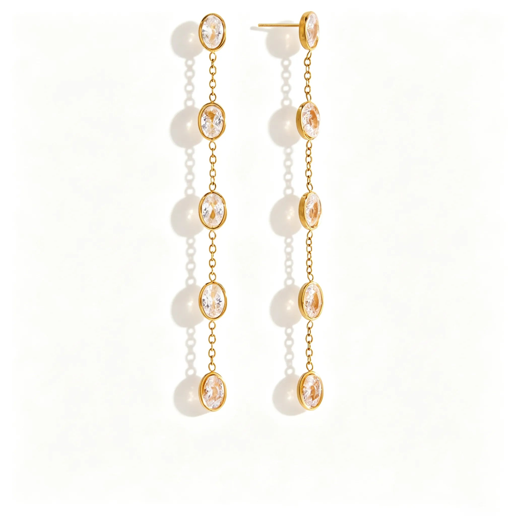 Zirconia Drop & Threader Earrings Collection – Waterproof 18K Gold