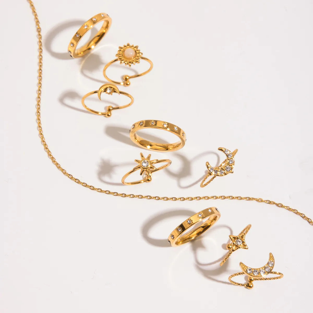 Waterproof 3-Pieces Celestial Stackable Rings