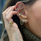 Waterproof Chain Ear Cuff & CZ Studs