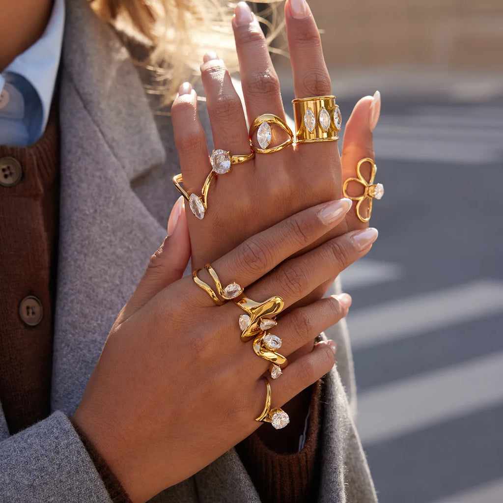 Waterproof Gold Sculptural Ring Collection