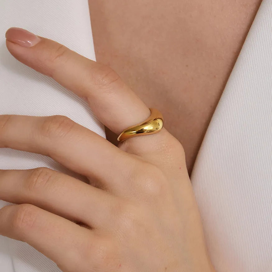 Waterproof Gold Chunky Minimalist Statement Ring