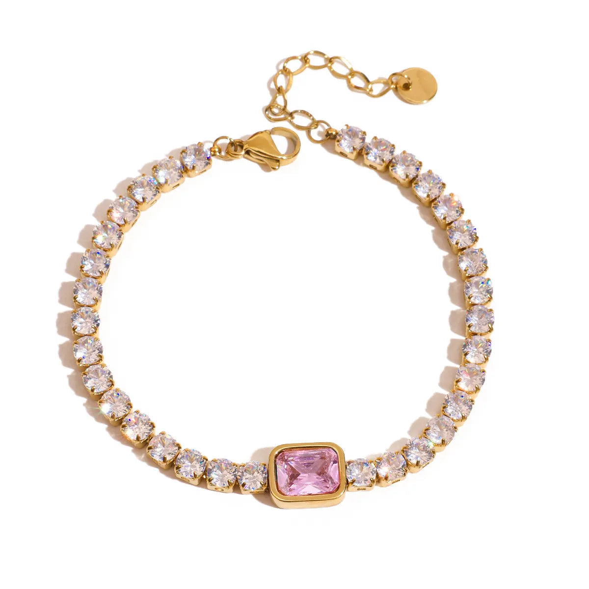 Waterproof CZ Gold Heart & Tennis Bracelet