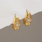 Snowflake Star Huggie Hoop Earrings – Waterproof 18K Gold