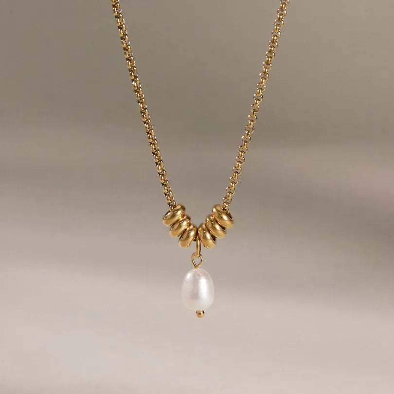 Waterproof Gold Coil Baroque Pearl Necklace