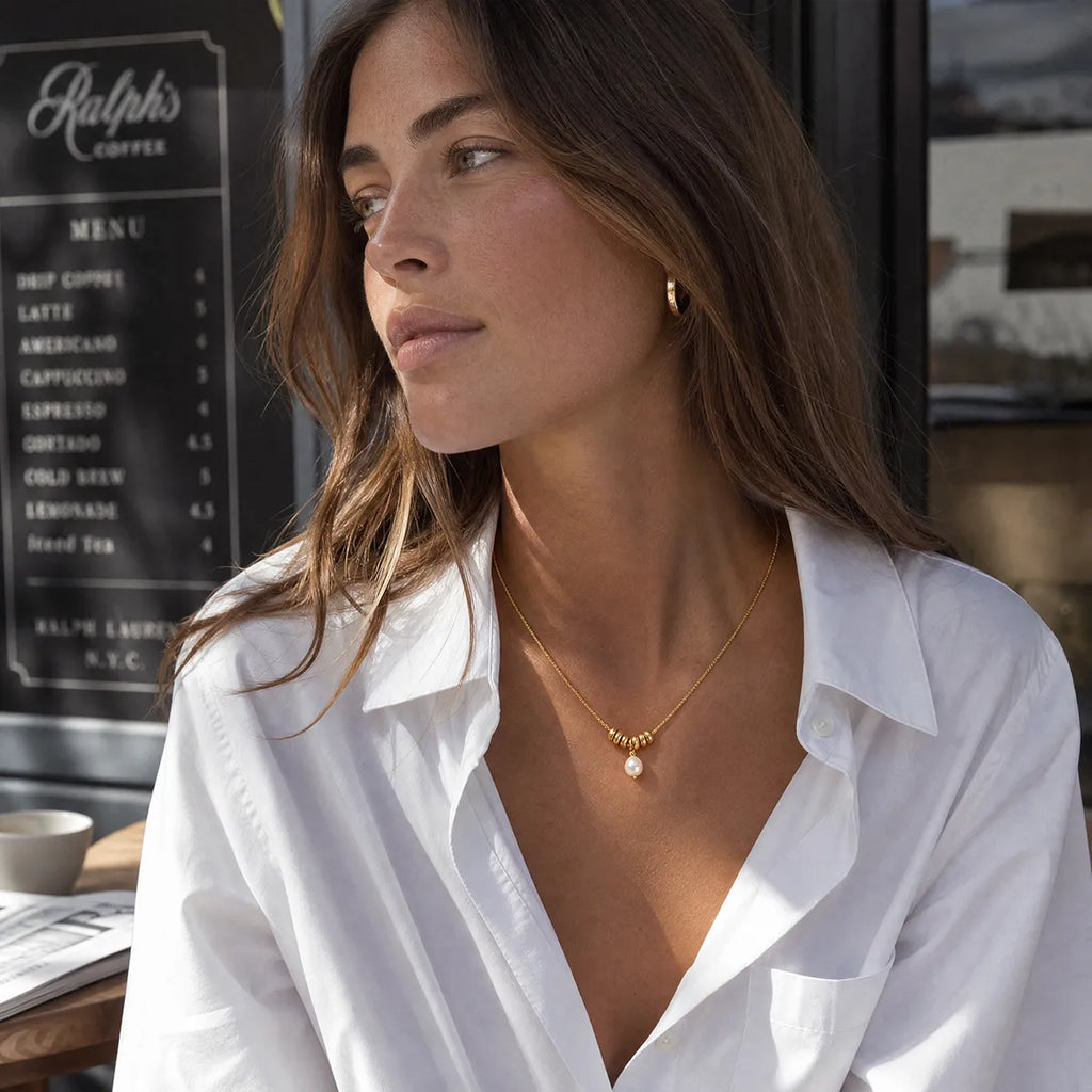 Waterproof Gold Coil Baroque Pearl Necklace