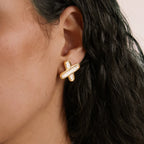 Waterproof Gold X Stud Earrings