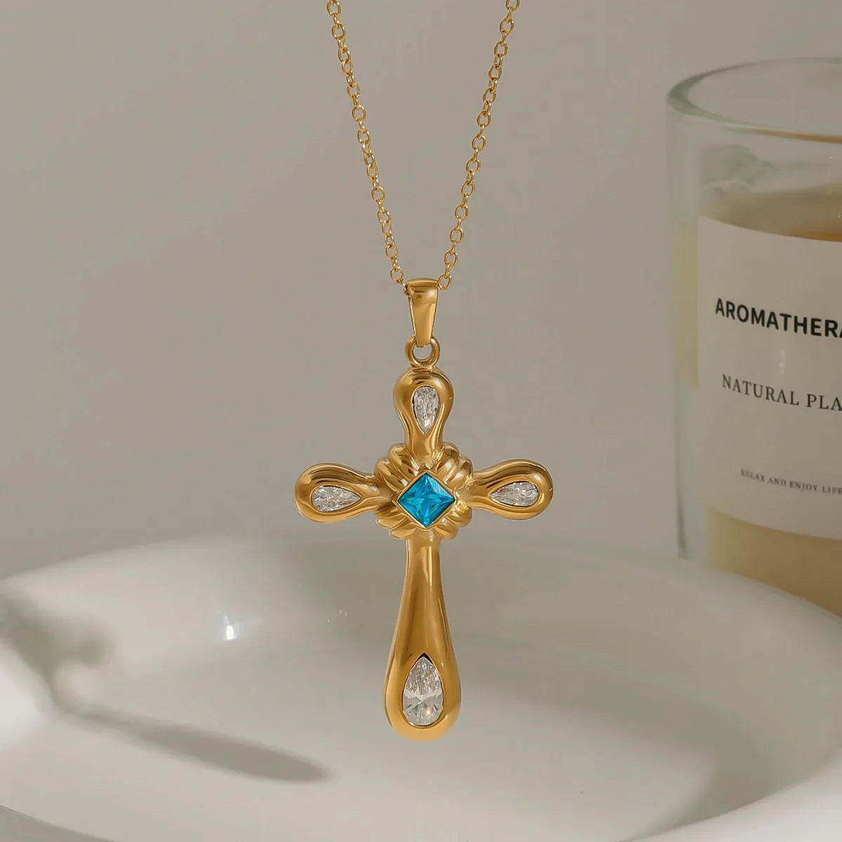 Waterproof Gold Cross Necklace