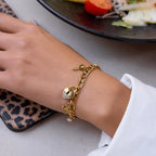 Waterproof Heart Padlock & Key Cuban Link Charm Bracelet