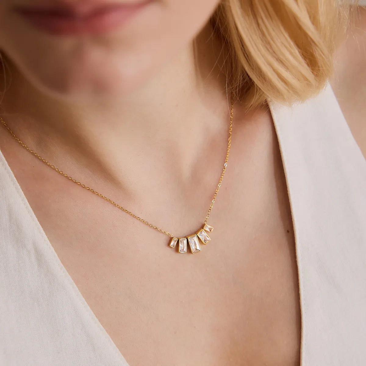 Waterproof Gold Baguette CZ Necklace