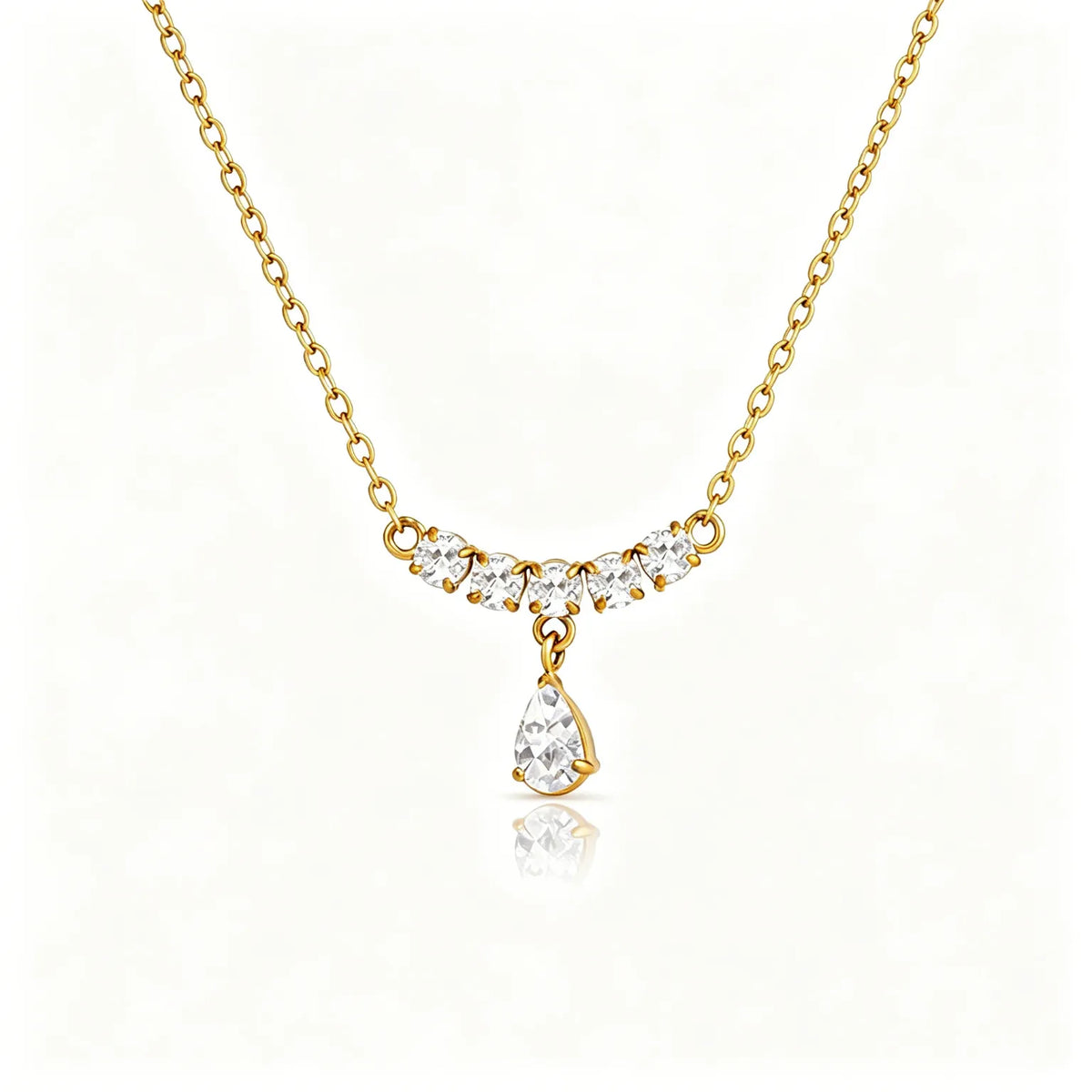 Waterproof Dainty Star & Drop Pendants CZ Layering Necklace