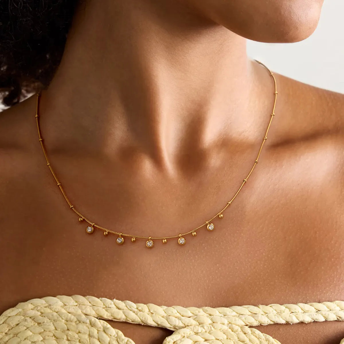 Waterproof Beaded CZ Necklace