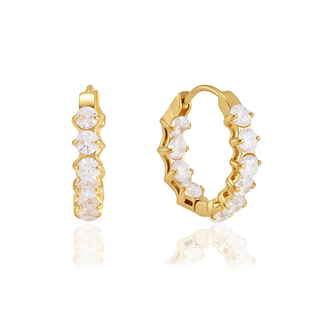 Waterproof Chunky Huggies CZ Hoop Earrings