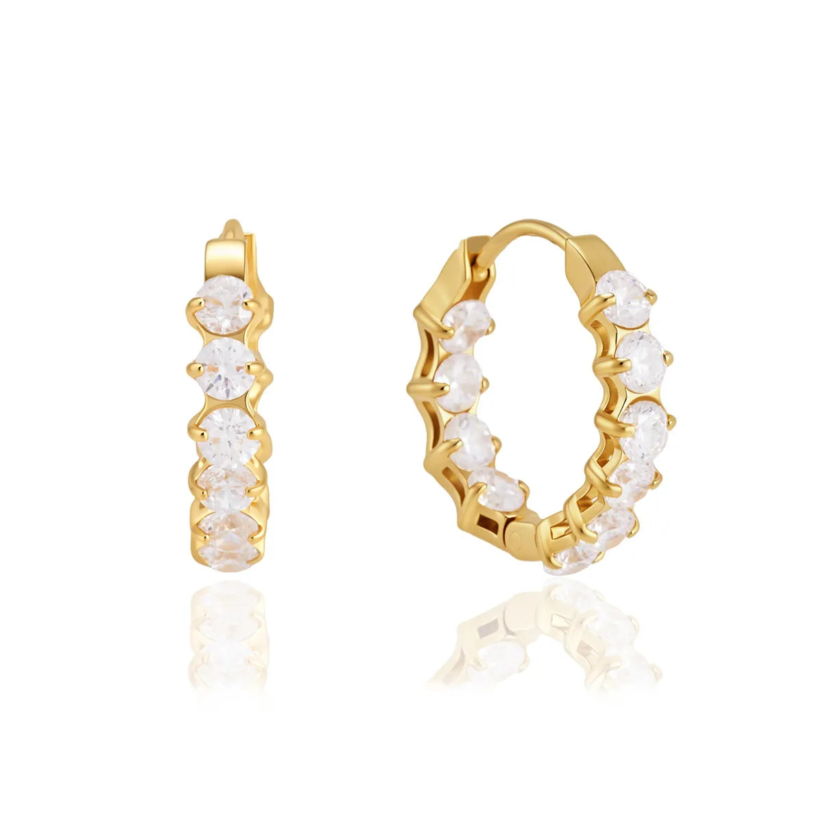 Waterproof Chunky Huggies CZ Hoop Earrings