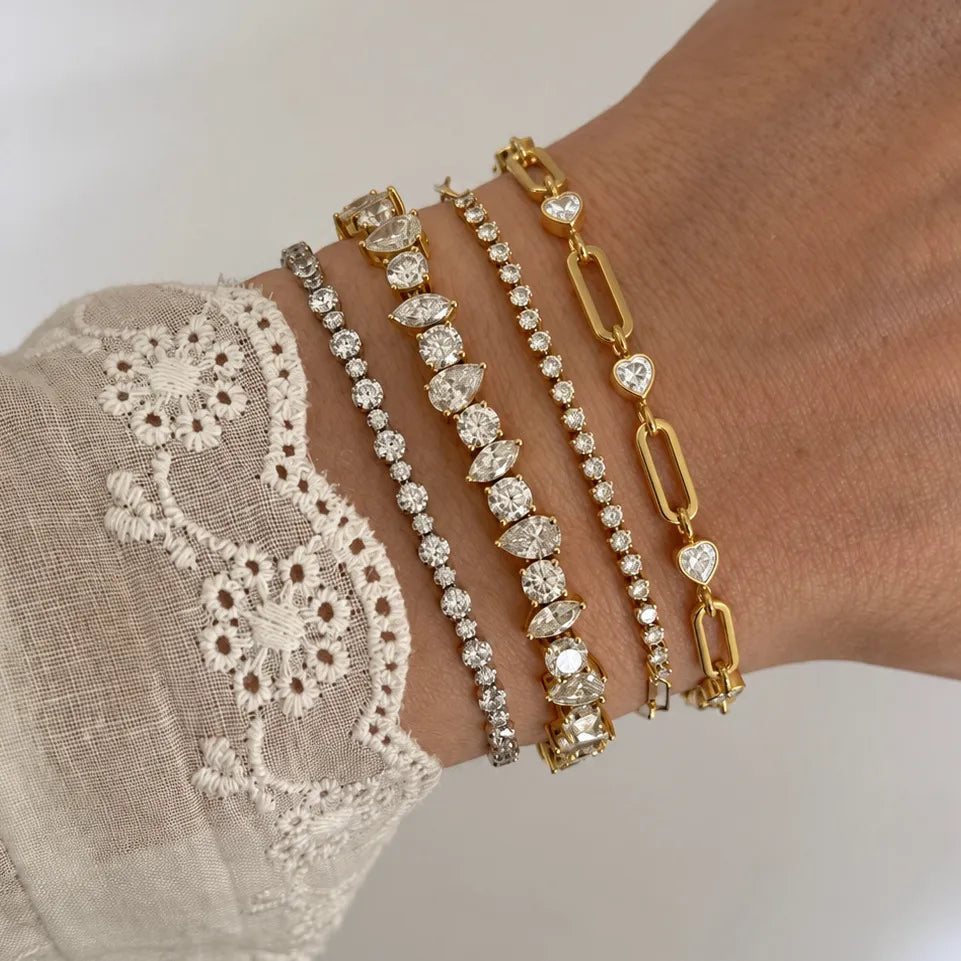 Waterproof Gold Stackable Chains CZ Bracelet