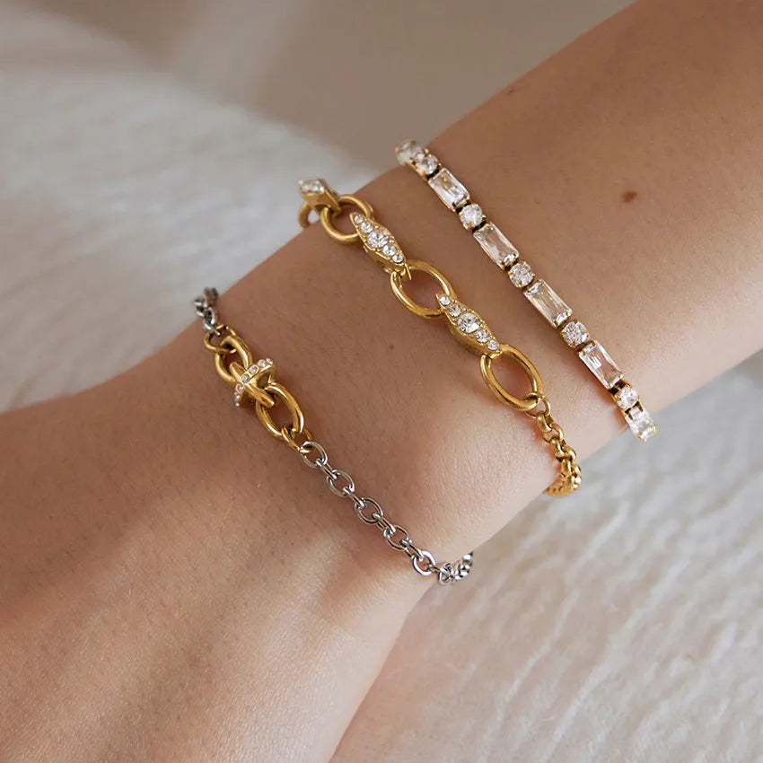 Waterproof Gold Chain & Tennis Stackable Bracelets
