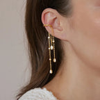 Multi-Chain CZ Dangle Ear Cuff (single)– Waterproof 18K Gold