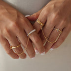 Waterproof Double Finger CZ Chain Link Ring