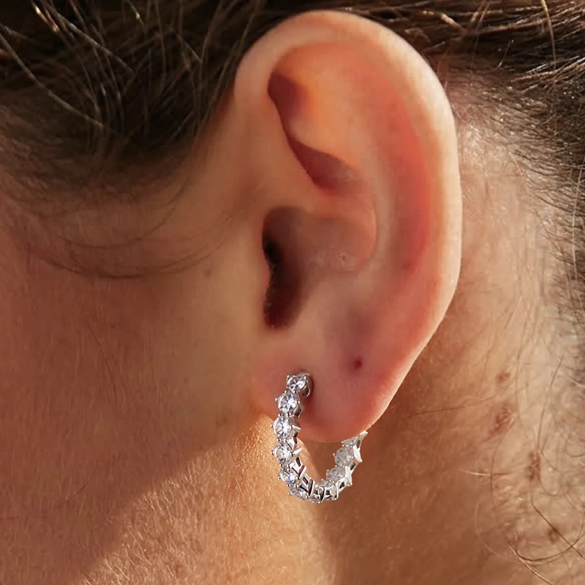 Waterproof Chunky Huggies CZ Hoop Earrings