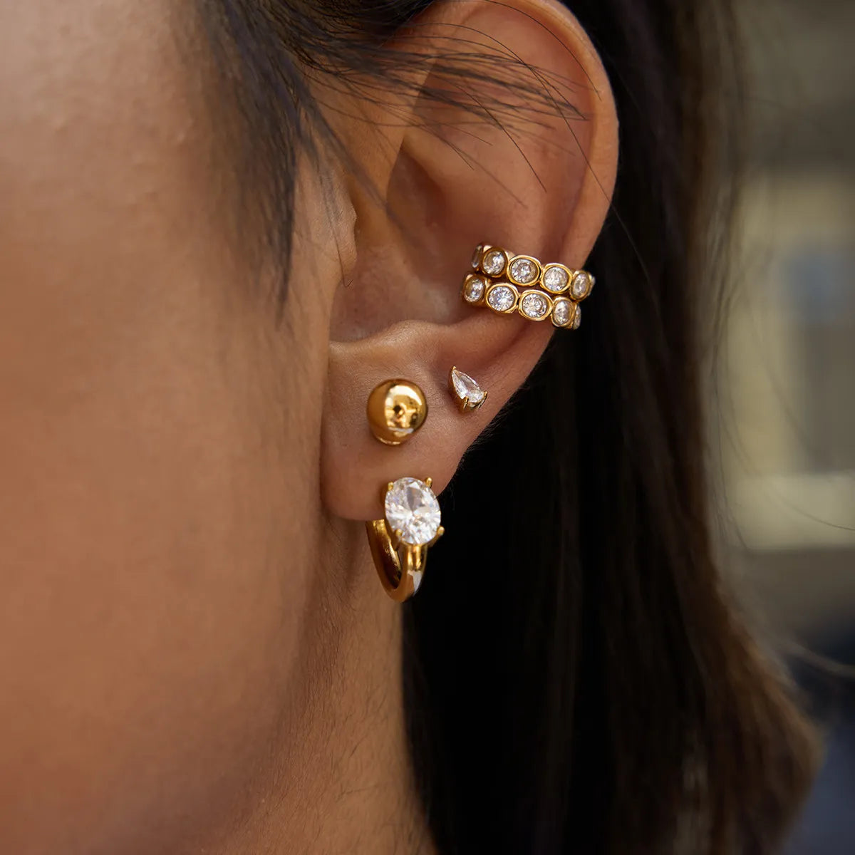 Waterproof No-Piercing Chunky CZ Ear Cuffs