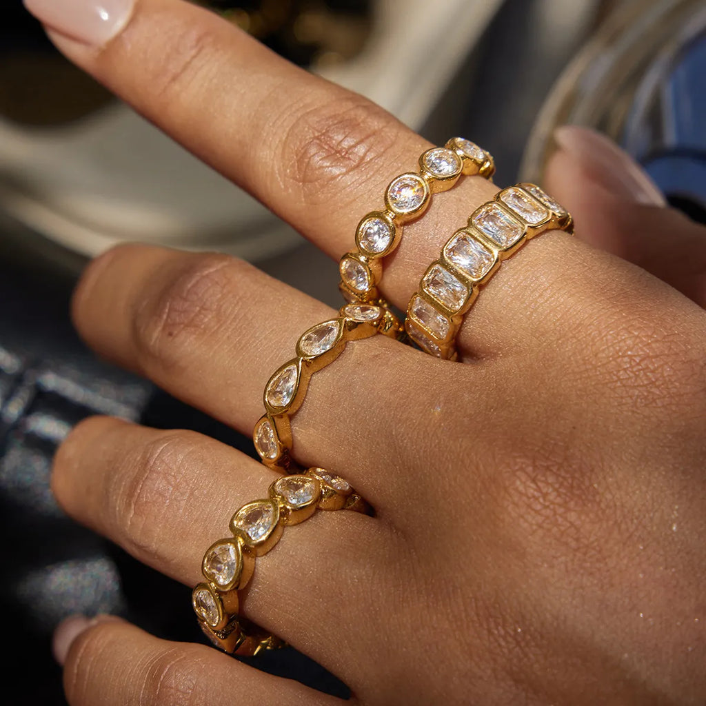 Waterproof Multi-Shape CZ Eternity Rings