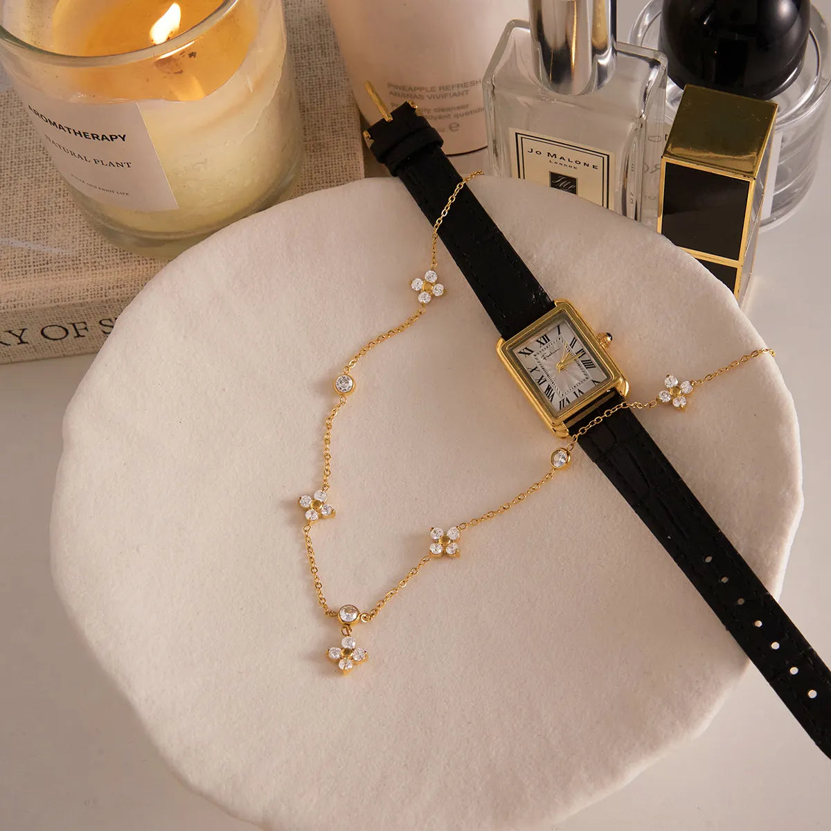 Waterproof Dainty Layering Chain Floral CZ Necklace