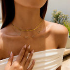 Waterproof Herringbone Stack CZ Station Necklace
