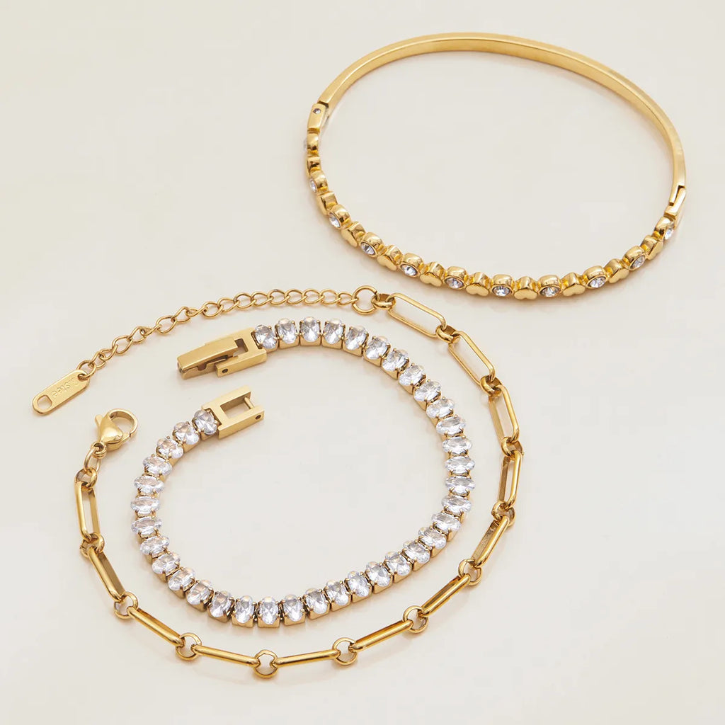 Waterproof Tennis & Paperclip Chain Bracelet