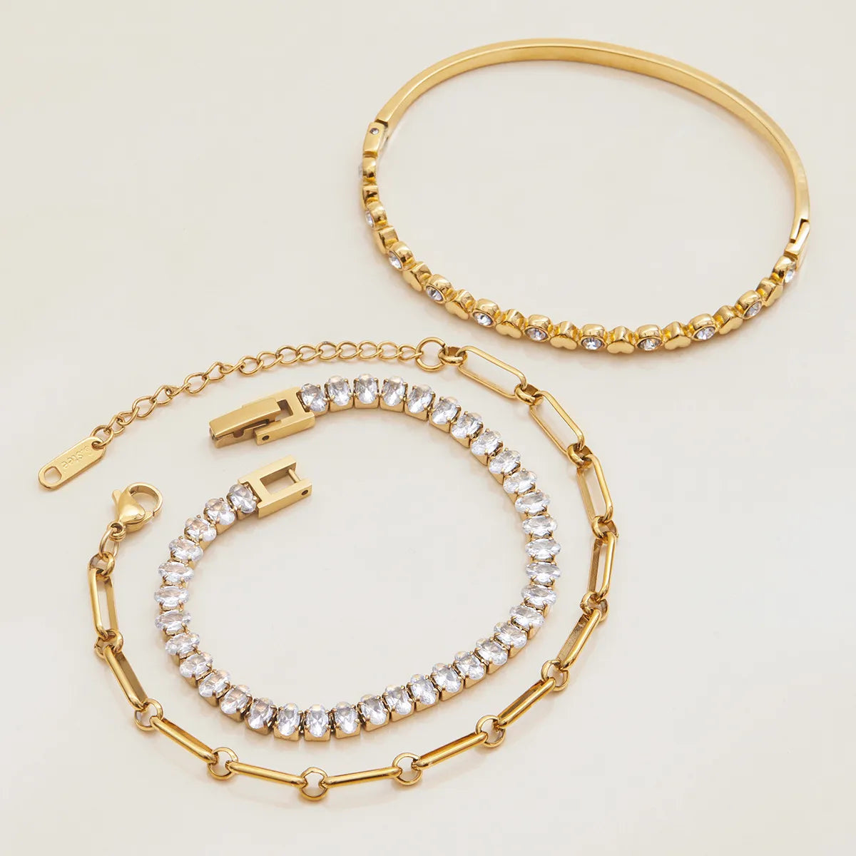 Waterproof Tennis & Paperclip Chain Bracelet