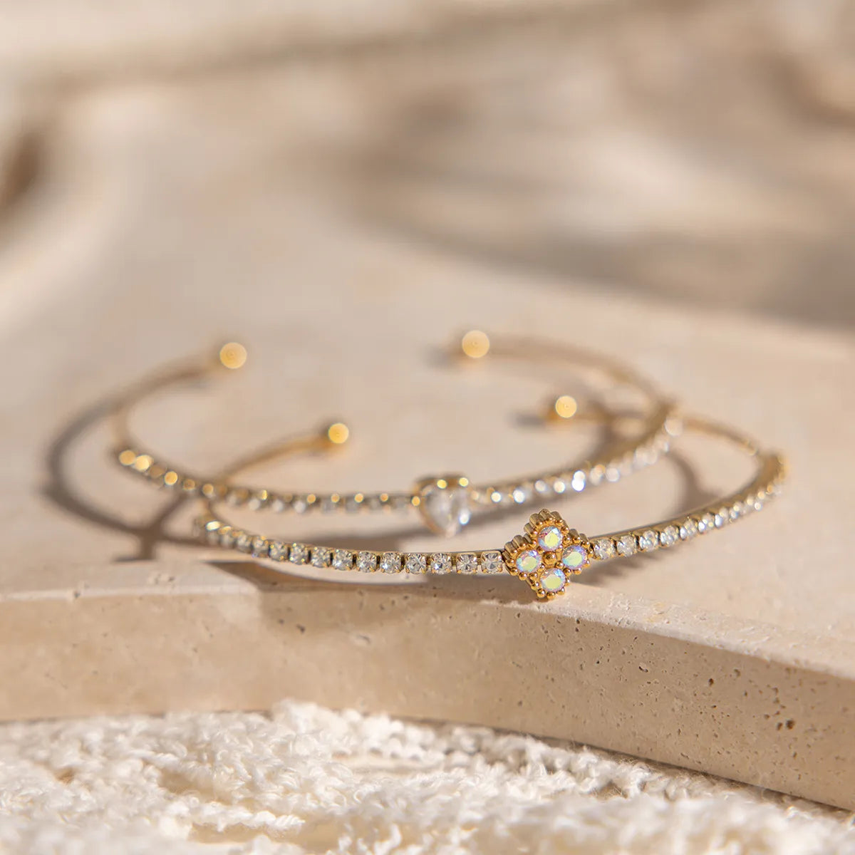 Waterproof CZ Open Tennis Cuff Bracelet