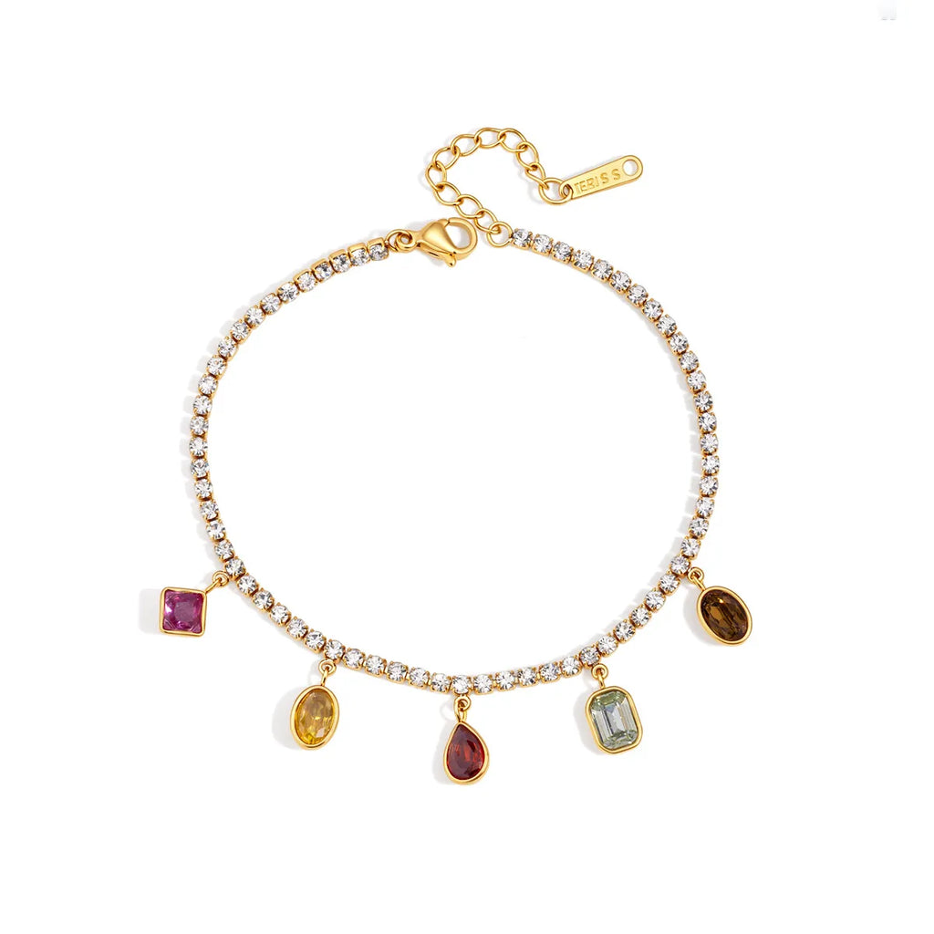 Waterproof Colorful CZ Charm Tennis Bracelet