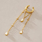 Multi-Chain CZ Dangle Ear Cuff (single)– Waterproof 18K Gold