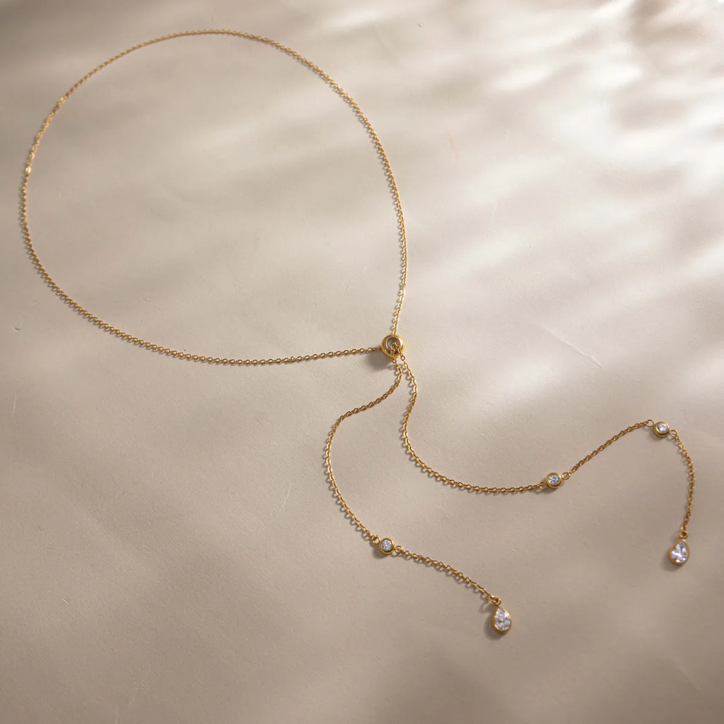 Adjustable Lariat Y-Necklace | Waterproof 18K Gold