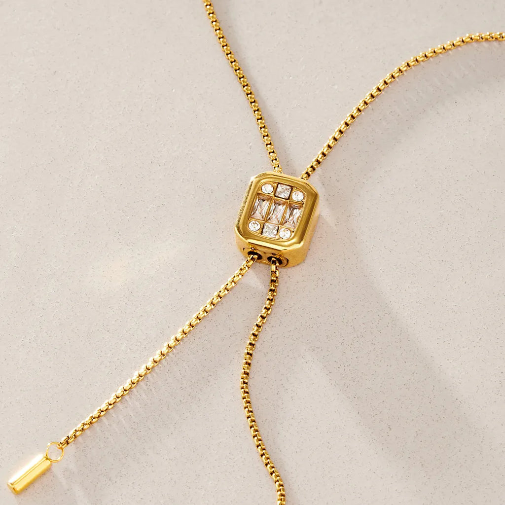 Emerald-Cut CZ Slider Lariat Y-Necklace – Waterproof 18K Gold