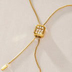 Emerald-Cut CZ Slider Lariat Y-Necklace – Waterproof 18K Gold
