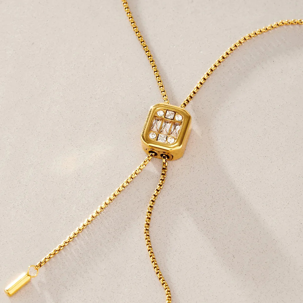 Emerald-Cut CZ Slider Lariat Y-Necklace – Waterproof 18K Gold