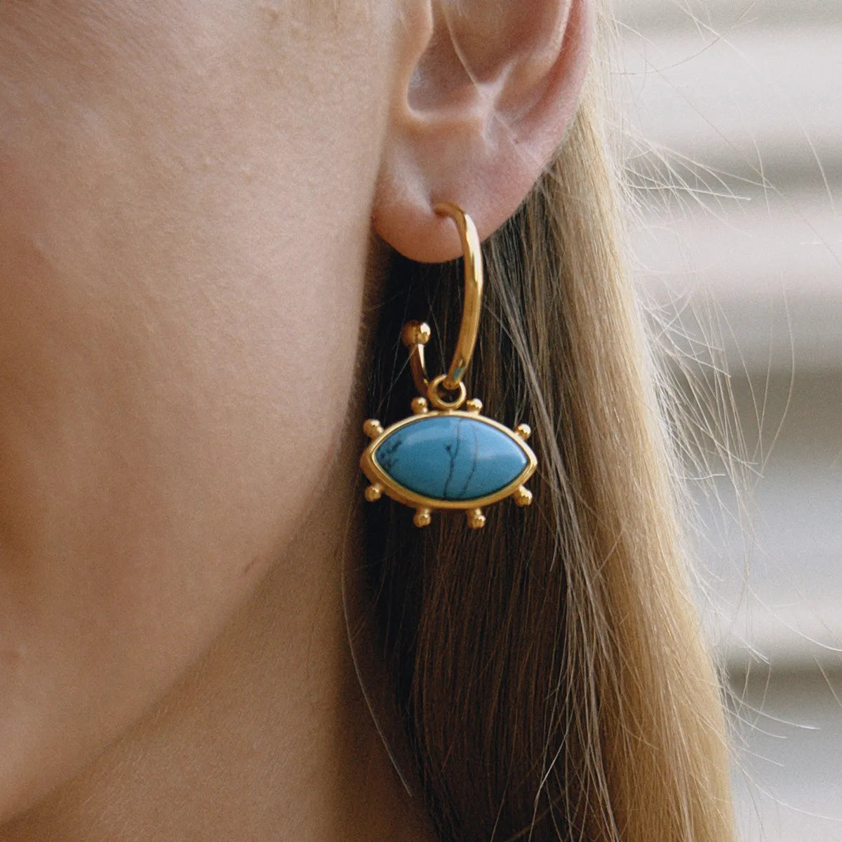 Waterproof Gold Evil Eye Earrings