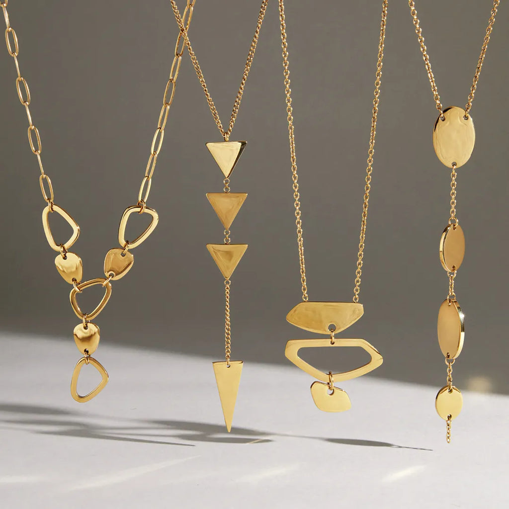 Waterproof Gold Geometric Modern Y-Necklace