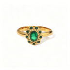 Waterproof Vintage Emerald Green CZ Ring