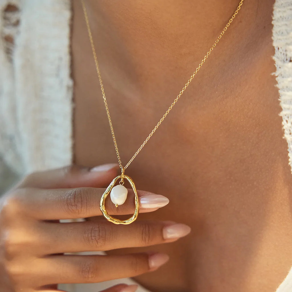 Waterproof Baroque Freshwater Pearl Teardrop Necklace