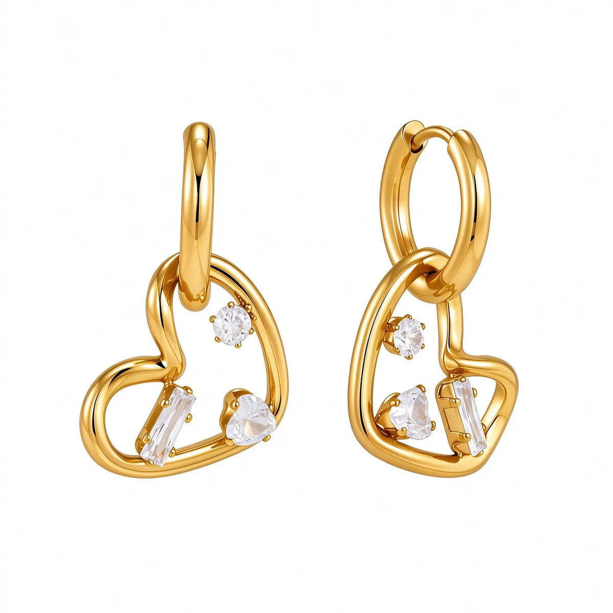 Waterproof Geometric CZ Drop Earrings